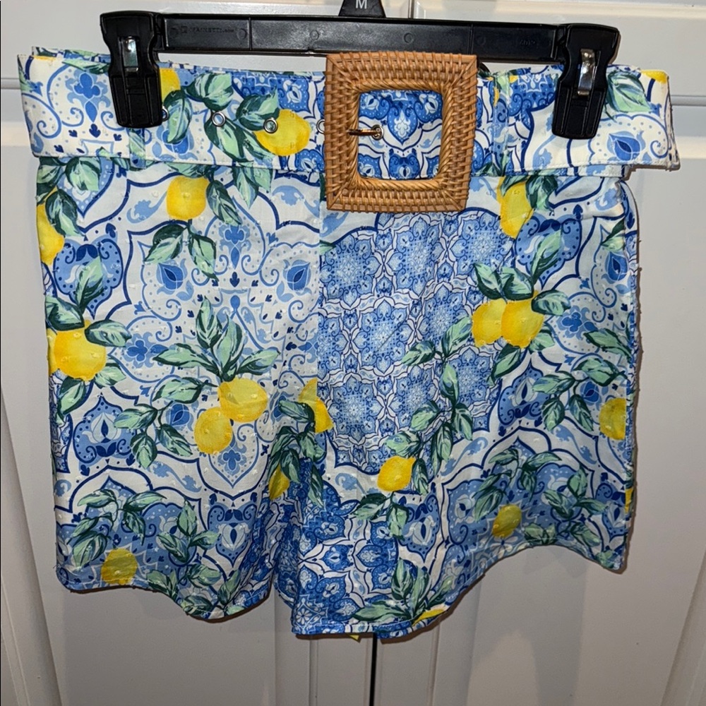Size XS- Alden Adair High Waist Blue and Yellow Shorts